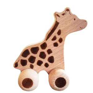 Schiebe-Giraffe mit Rädern aus Holz von goki nature