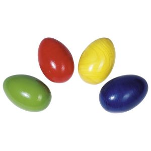 Egg Shaker ovales Ei aus Holz - 4 Stück in unterschiedlichen Farben